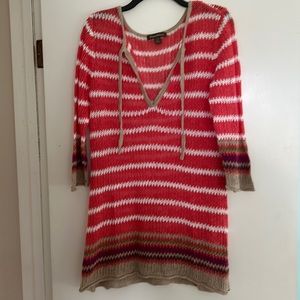 Tommy Bahama Knit Woven orange Striped Bathing Suit Cover Up Women's sz L